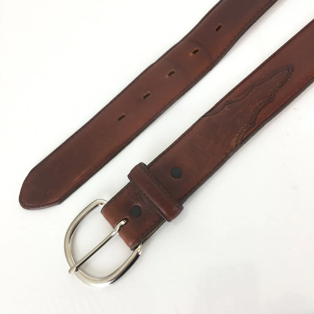 Silver Creek Classics Brown Leather Western Cowboy Belt Size 44 Made In The USA